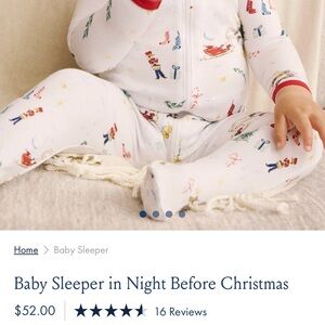 LAKE Christmas Baby Footie - White